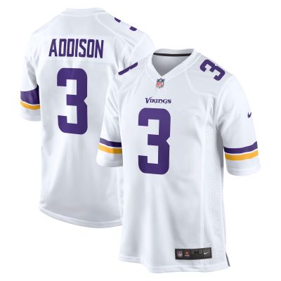 Men's Minnesota Vikings Jordan Addison White Away Game Jersey 01