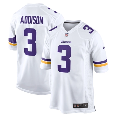 Men's Minnesota Vikings Jordan Addison White Away Game Jersey 01