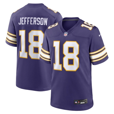 Men's Minnesota Vikings Justin Jefferson Purple Classic Player Game Jersey 01
