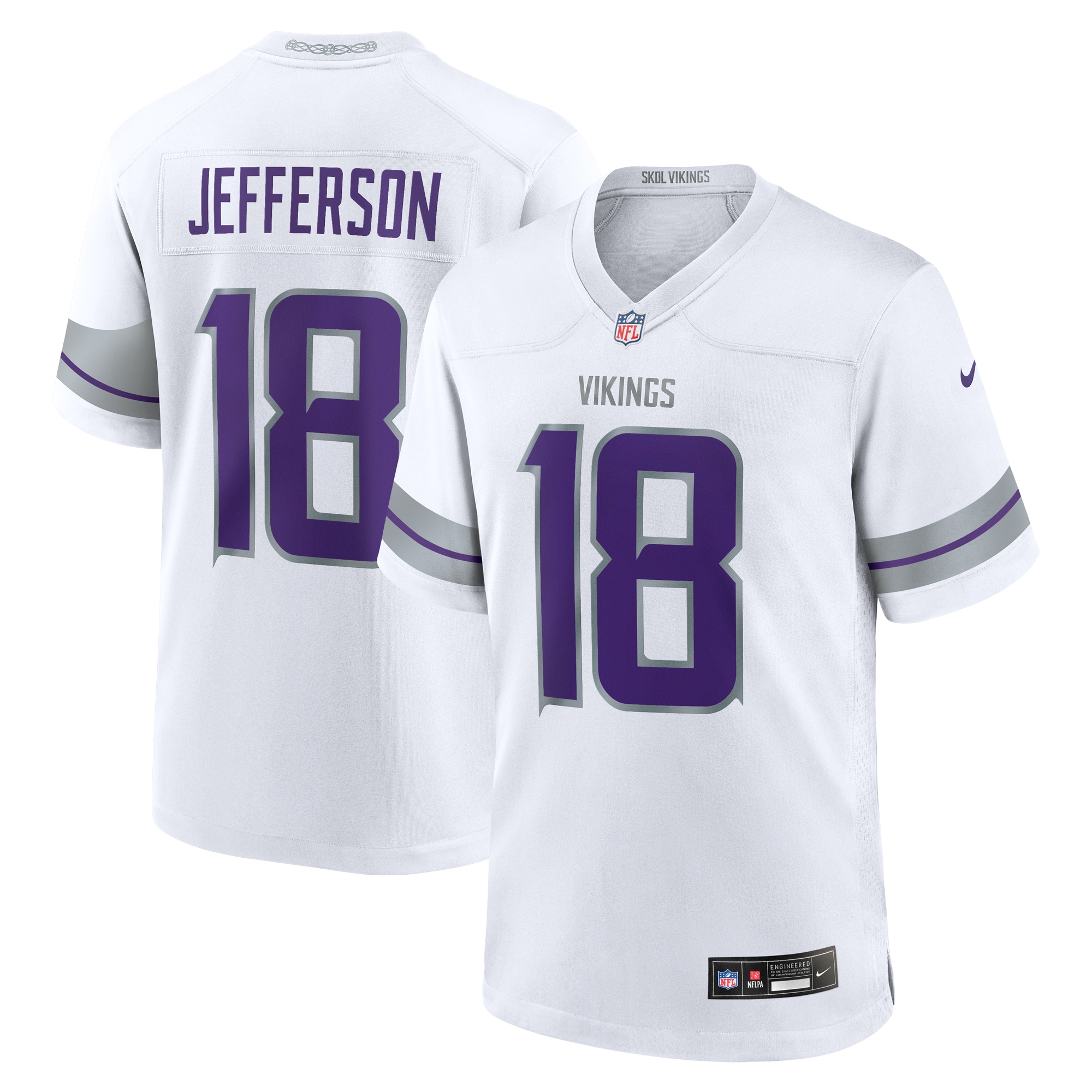 Men's Minnesota Vikings Justin Jefferson White Alternate Game Player Jersey