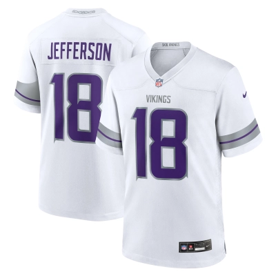 Men's Minnesota Vikings Justin Jefferson White Alternate Game Player Jersey 01