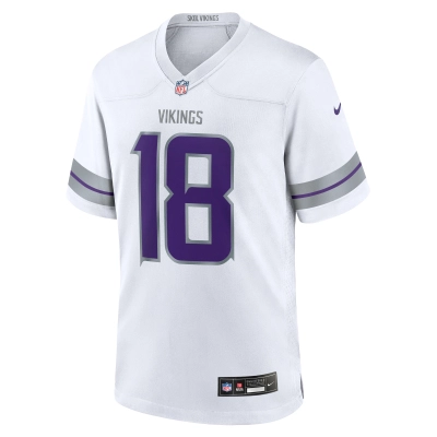 Men's Minnesota Vikings Justin Jefferson White Alternate Game Player Jersey 02