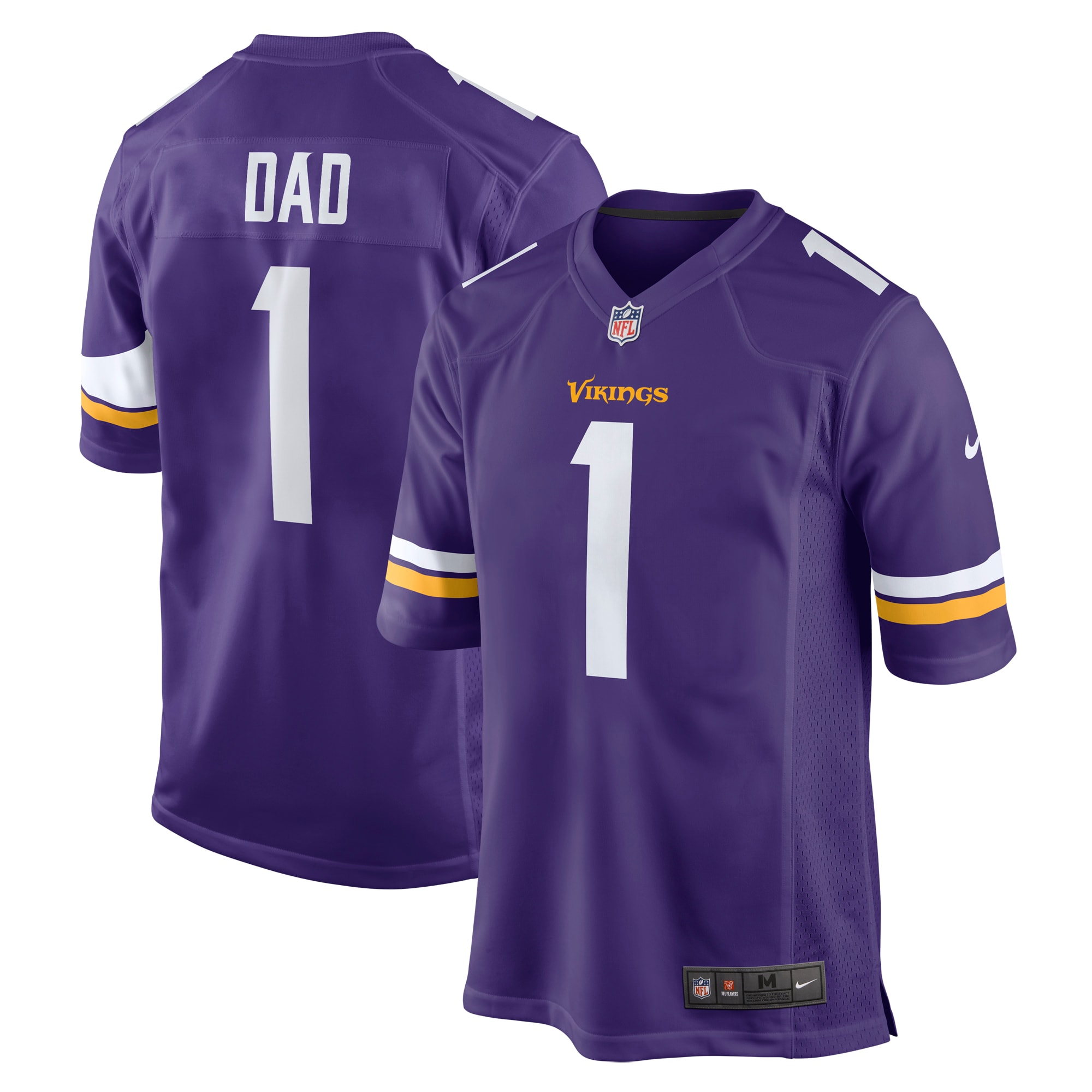 Men's Minnesota Vikings Number 1 Dad Purple Game Jersey