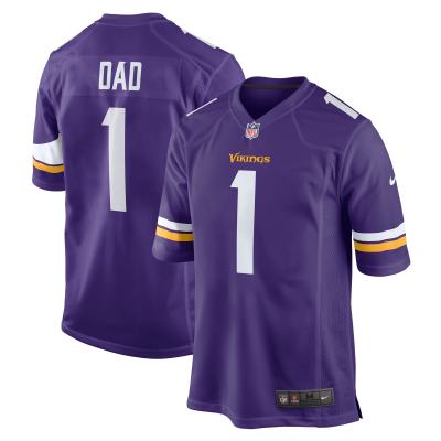 Men's Minnesota Vikings Number 1 Dad Purple Game Jersey 01