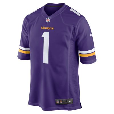 Men's Minnesota Vikings Number 1 Dad Purple Game Jersey 02