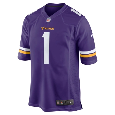 Men's Minnesota Vikings Number 1 Dad Purple Game Jersey 02