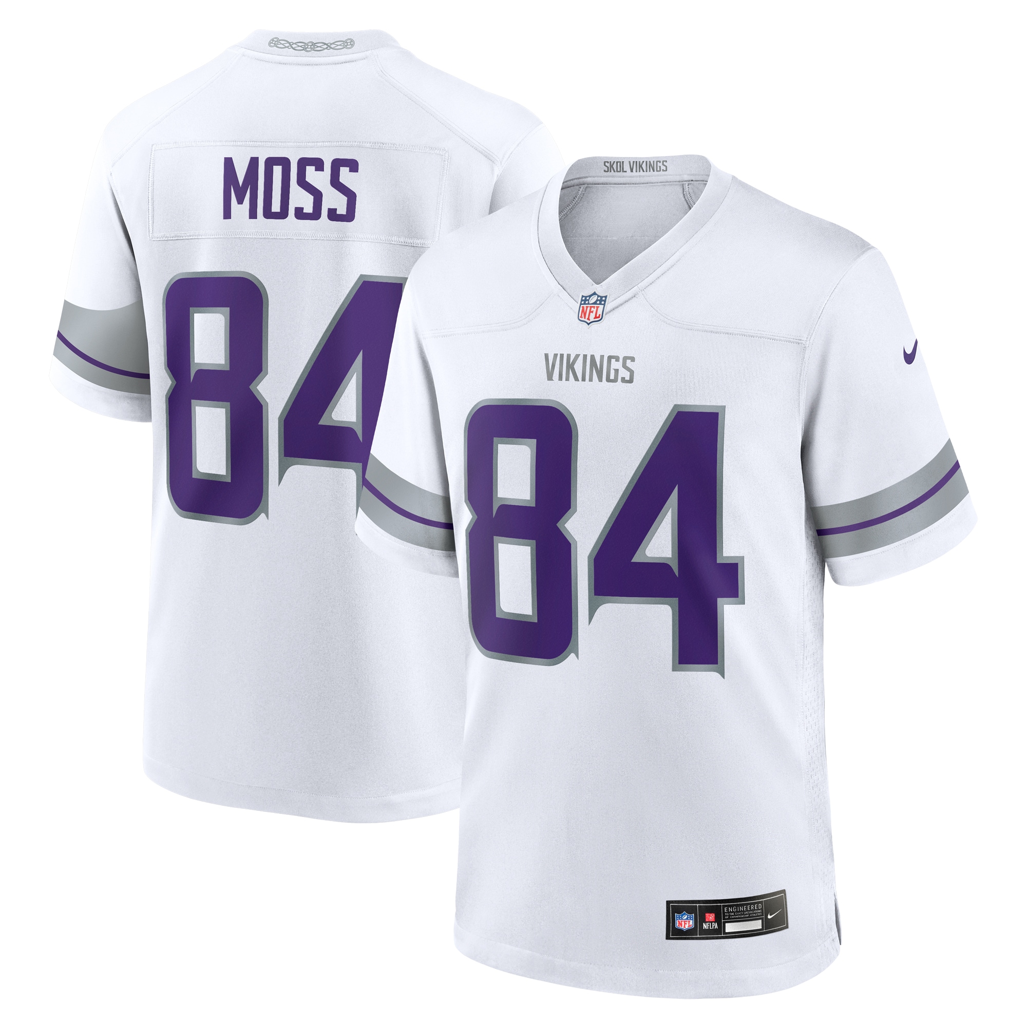 Men's Minnesota Vikings Randy Moss White Alternate Retired Player Game Jersey