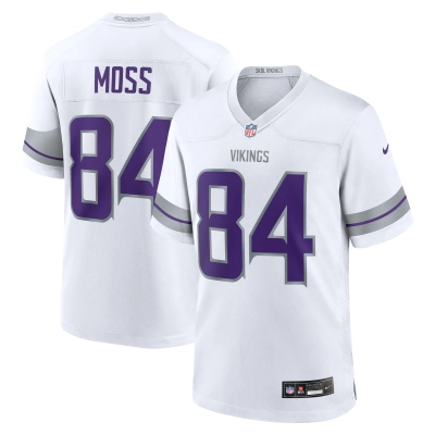 Men's Minnesota Vikings Randy Moss White Alternate Retired Player Game Jersey 01