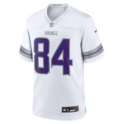 Men's Minnesota Vikings Randy Moss White Alternate Retired Player Game Jersey 02