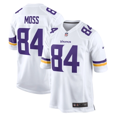 Men's Minnesota Vikings Randy Moss White Retired Player Game Jersey 01