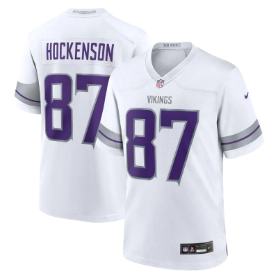 Men's Minnesota Vikings T.J. Hockenson White Alternate Game Player Jersey 01