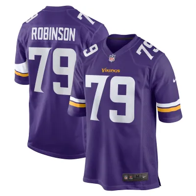 Men's Minnesota Vikings Tyrese Robinson  Purple Team Game Jersey 01