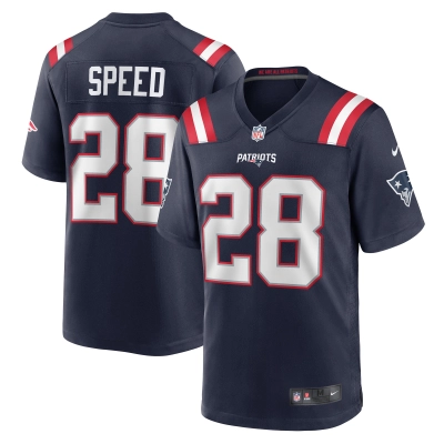 Men's New England Patriots Ameer Speed  Navy Team Game Jersey 01