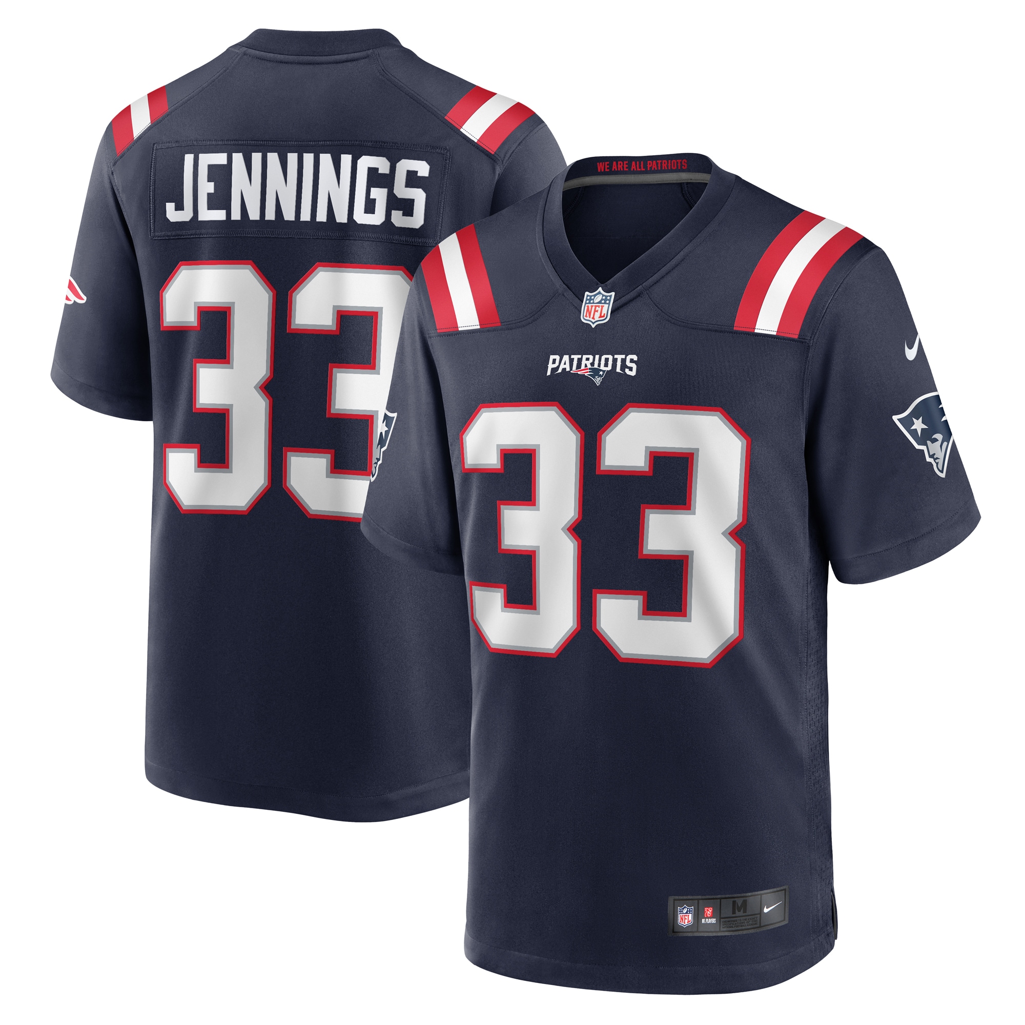 Men's New England Patriots Anfernee Jennings  Navy Team Game Jersey