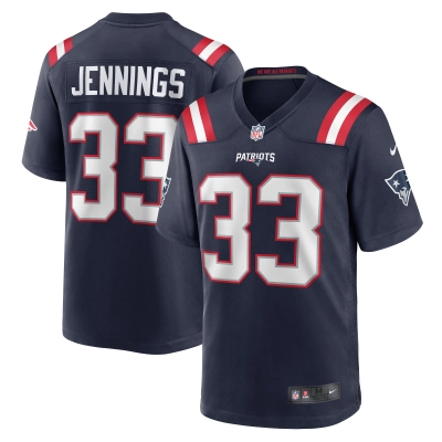 Men's New England Patriots Anfernee Jennings  Navy Team Game Jersey 01