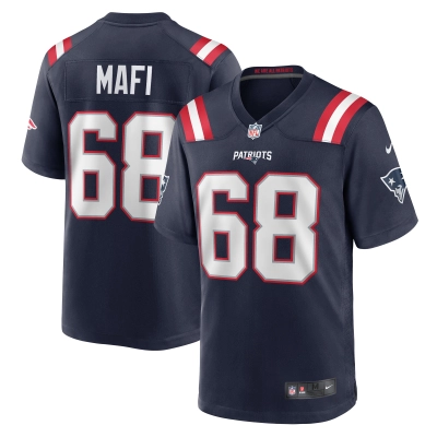 Men's New England Patriots Atonio Mafi  Navy Team Game Jersey 01