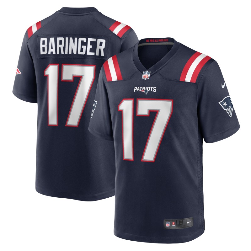 Men's New England Patriots Bryce Baringer  Navy Team Game Jersey