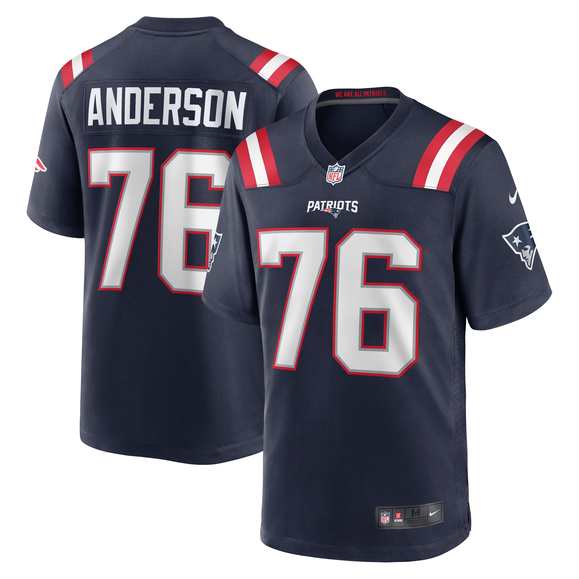 Men's New England Patriots Calvin Anderson Navy Game Jersey