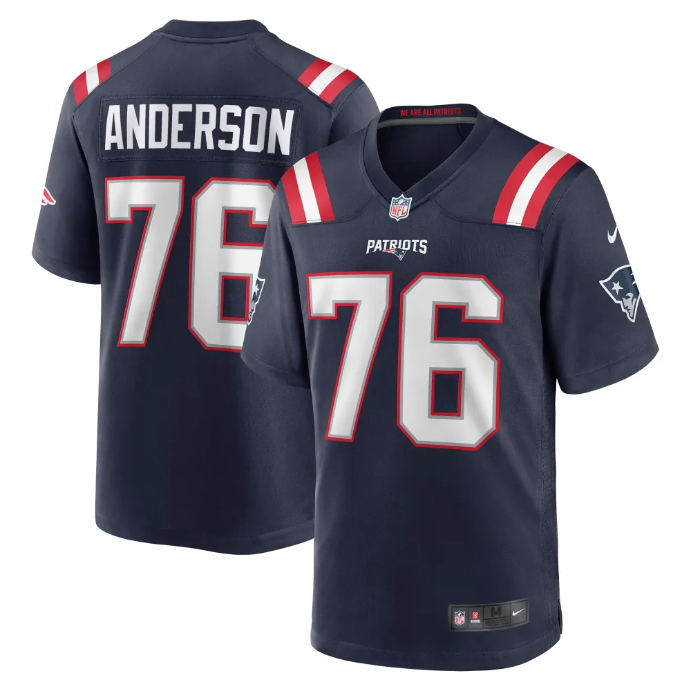 Men's New England Patriots Calvin Anderson Navy Game Jersey