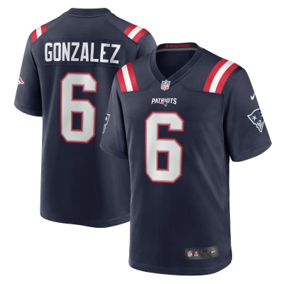 Men's New England Patriots Christian Gonzalez  Navy Team Game Jersey 01