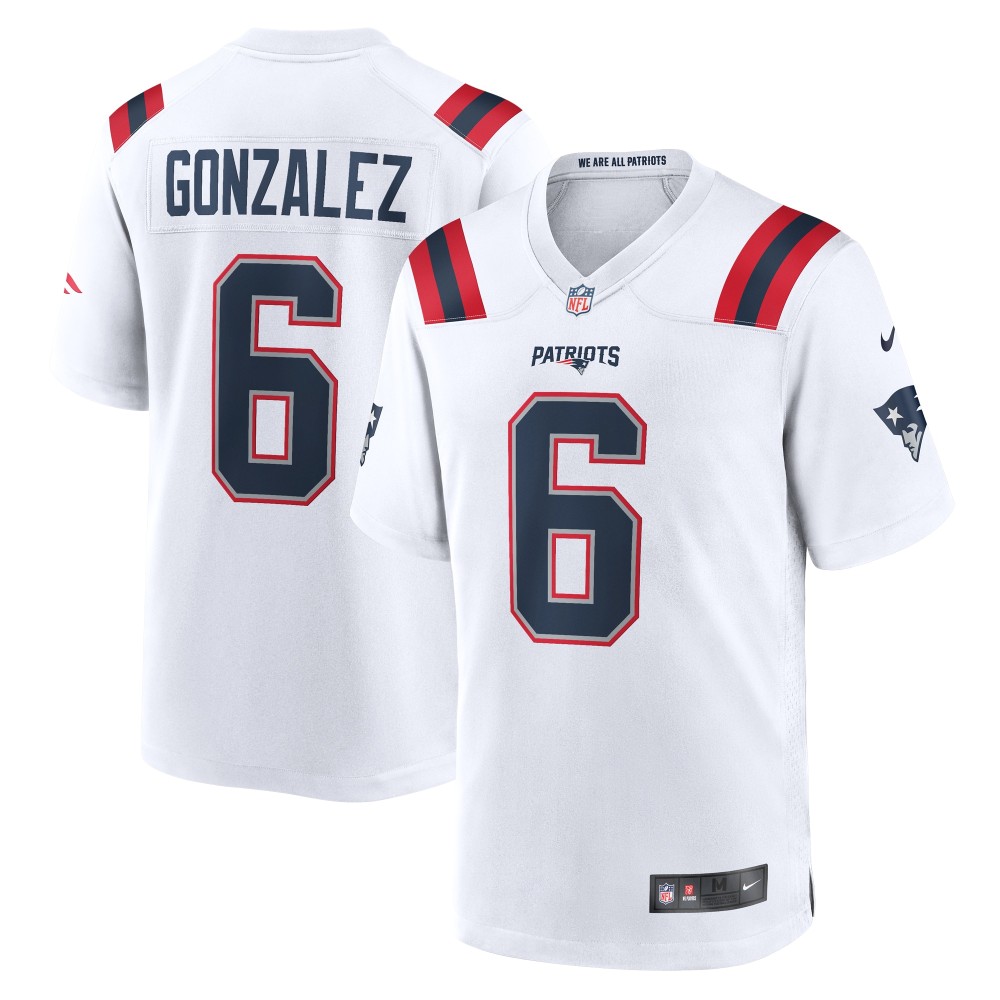 Men's New England Patriots Christian Gonzalez  White Game Jersey