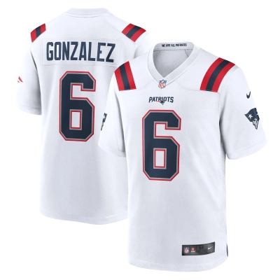 Men's New England Patriots Christian Gonzalez  White Game Jersey 01