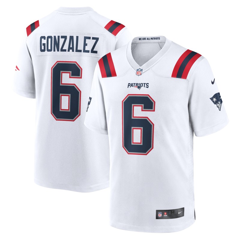Men's New England Patriots Christian Gonzalez  White Game Jersey
