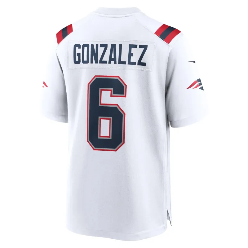 Men's New England Patriots Christian Gonzalez  White Game Jersey