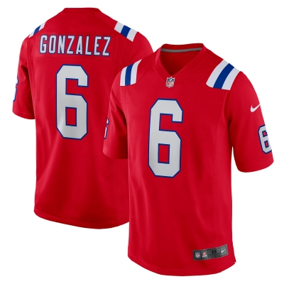 Men's New England Patriots Christian Gonzalez Red Alternate Team Game Jersey 01