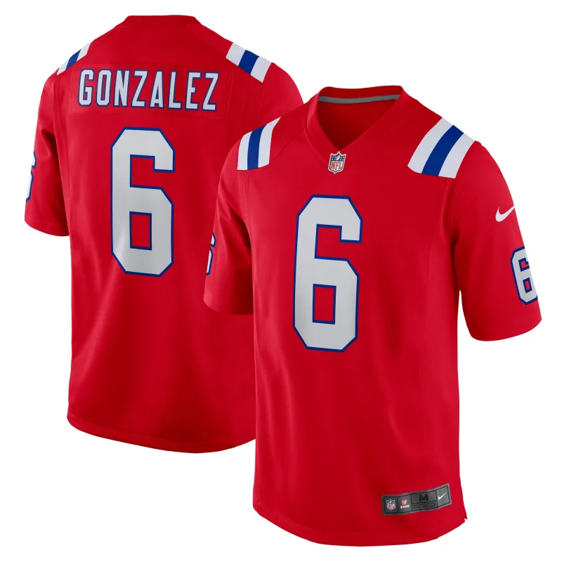 Men's New England Patriots Christian Gonzalez Red Alternate Team Game Jersey