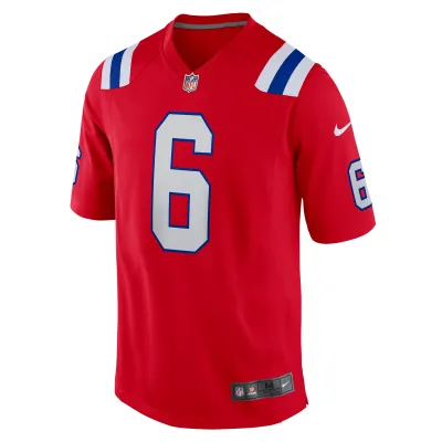 Men's New England Patriots Christian Gonzalez Red Alternate Team Game Jersey 02