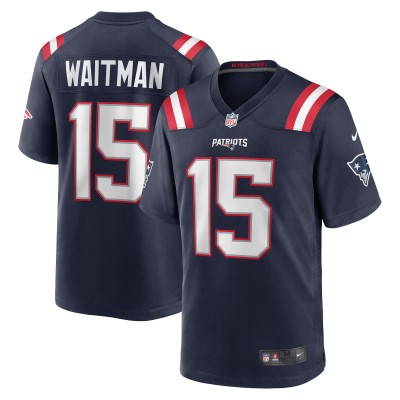 Men's New England Patriots Corliss Waitman Navy Game Jersey 01