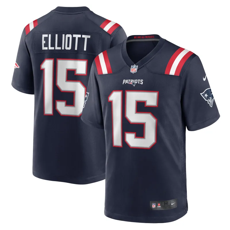 Men's New England Patriots Ezekiel Elliott Navy Game Player Jersey