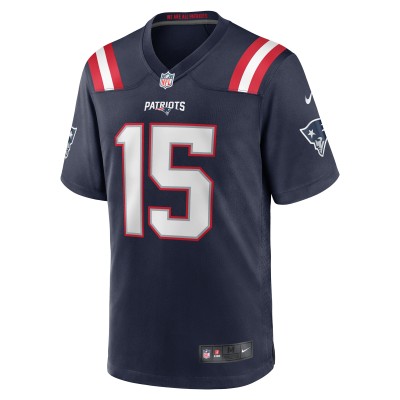 Men's New England Patriots Ezekiel Elliott Navy Game Player Jersey 02