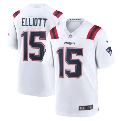 Men's New England Patriots Ezekiel Elliott White Game Player Jersey 01