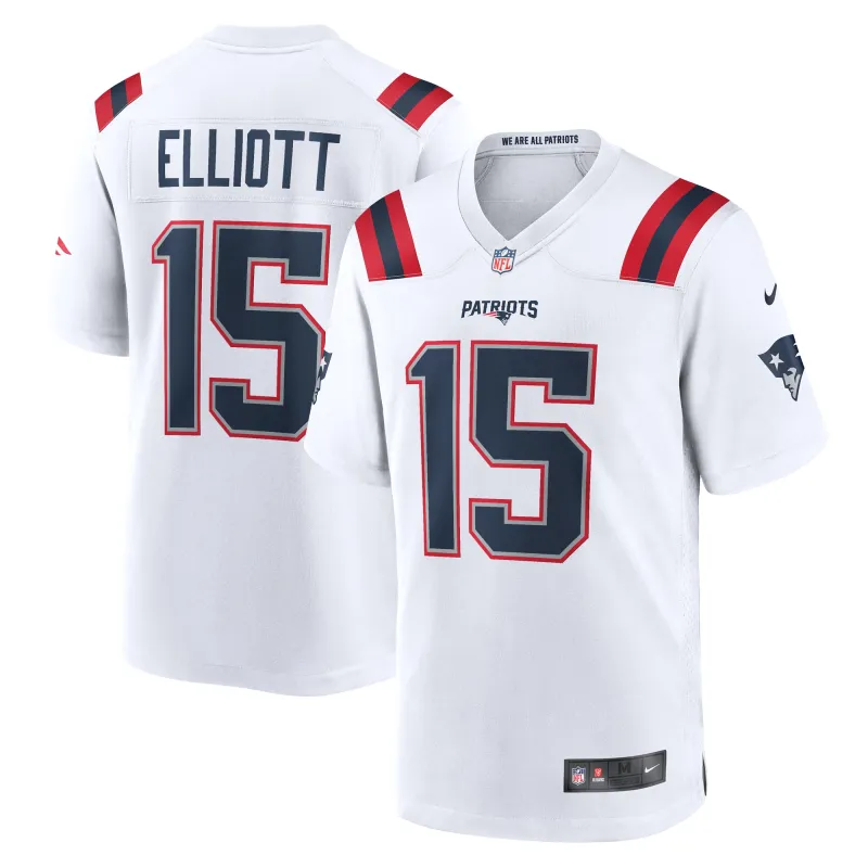 Men's New England Patriots Ezekiel Elliott White Game Player Jersey