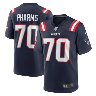 Men's New England Patriots Jeremiah Pharms Jr.  Navy Team Game Jersey 01