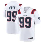 Men's New England Patriots Keion White  White Game Jersey