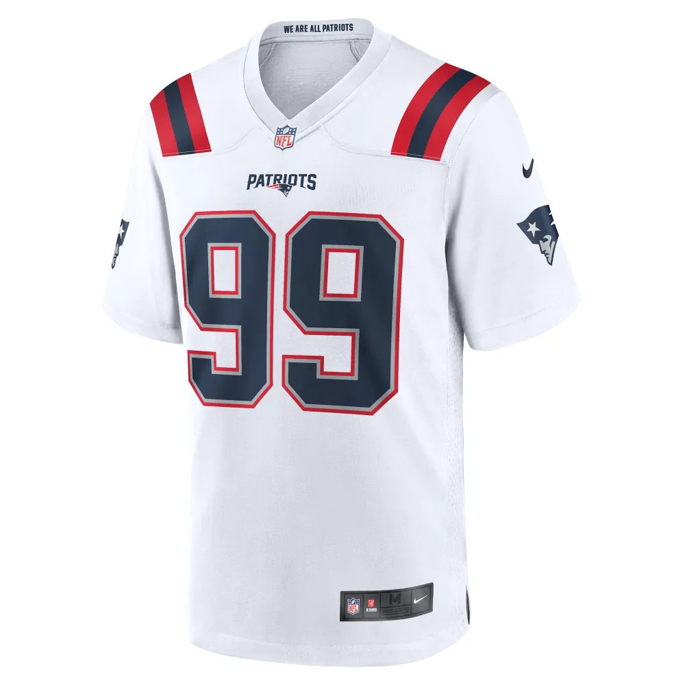 Men's New England Patriots Keion White  White Game Jersey