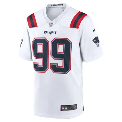 Men's New England Patriots Keion White  White Game Jersey 02