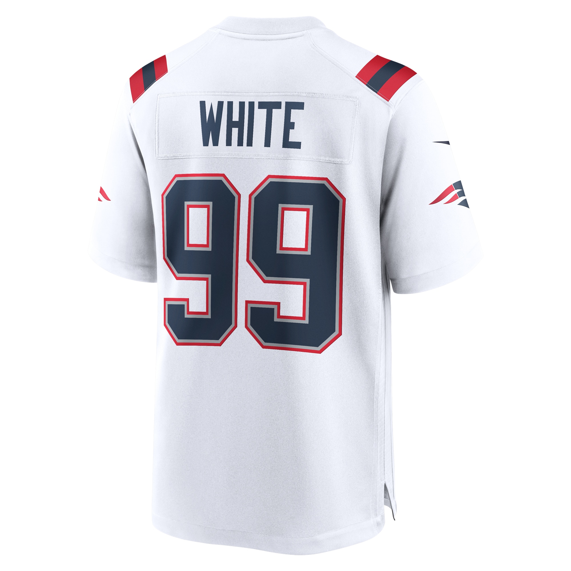 Men's New England Patriots Keion White  White Game Jersey