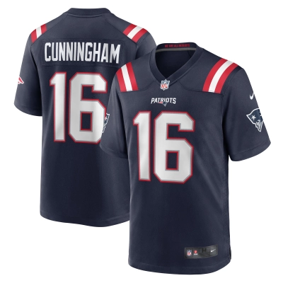 Men's New England Patriots Malik Cunningham  Navy Team Game Jersey 01