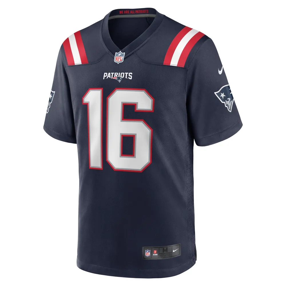 Men's New England Patriots Malik Cunningham  Navy Team Game Jersey