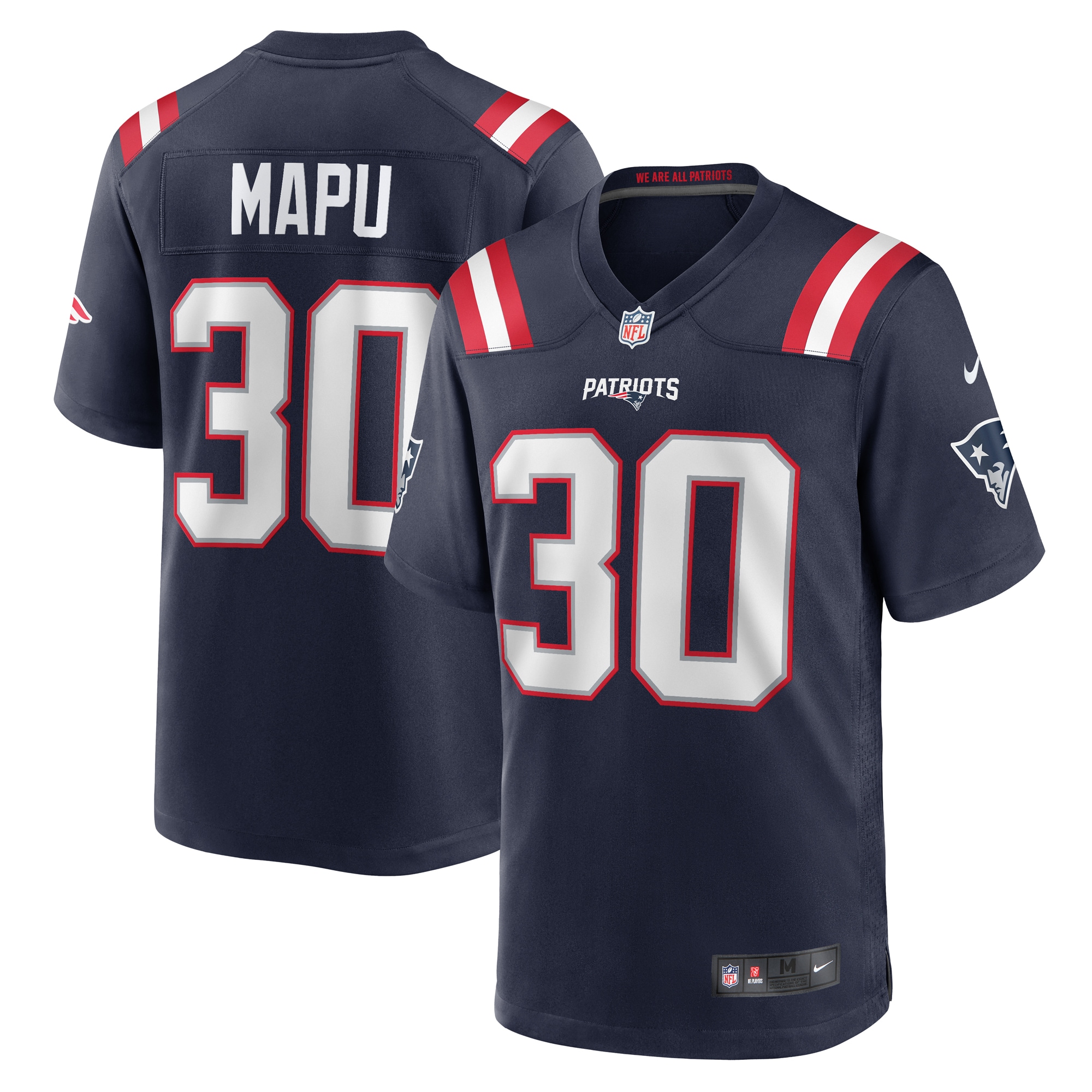 Men's New England Patriots Marte Mapu  Navy Team Game Jersey
