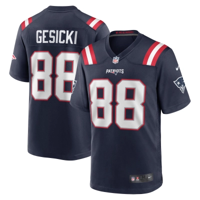 Men's New England Patriots Mike Gesicki Navy Game Jersey 01