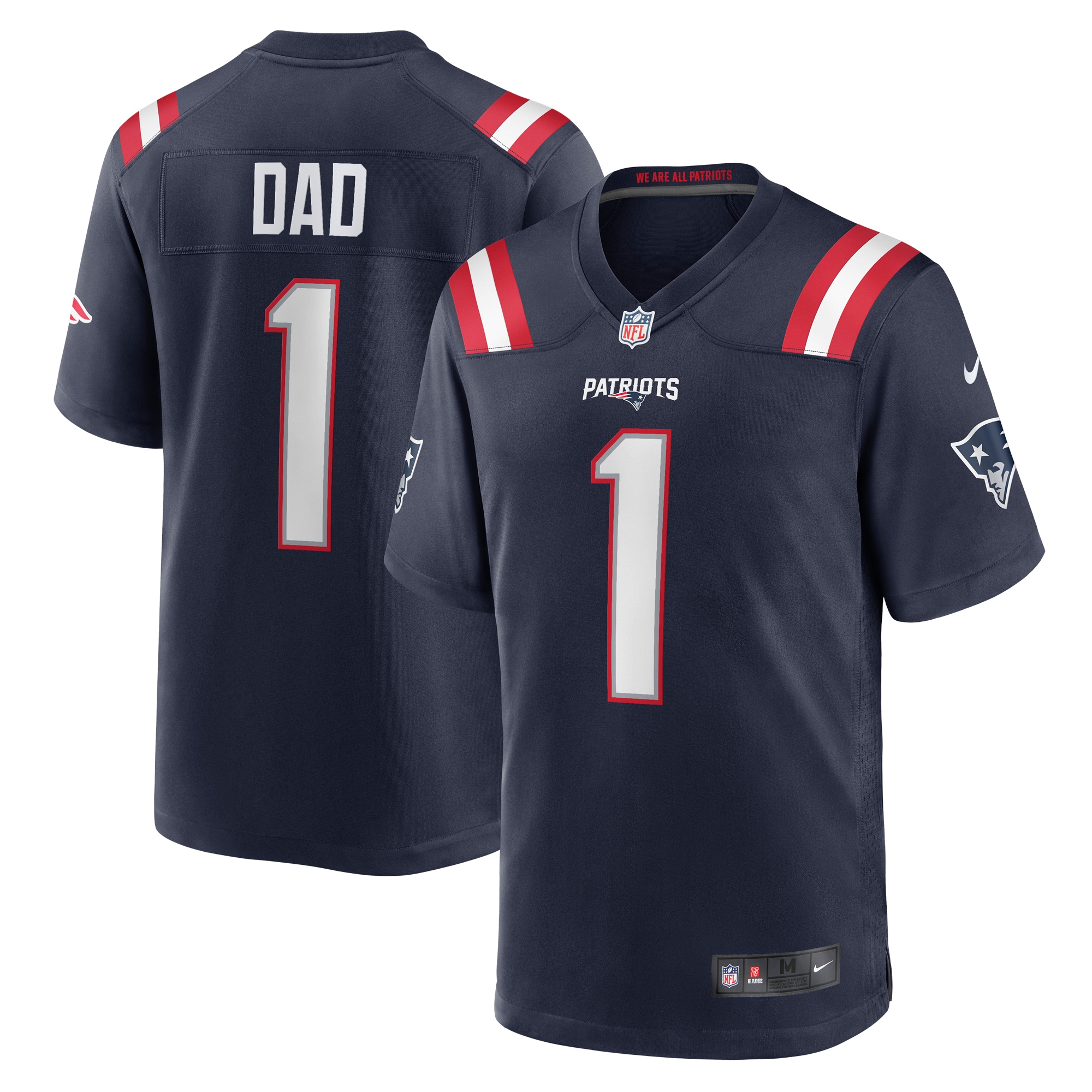 Men's New England Patriots Number 1 Dad Navy Game Jersey