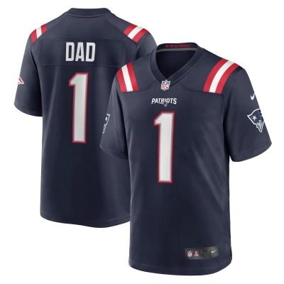 Men's New England Patriots Number 1 Dad Navy Game Jersey 01