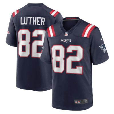 Men's New England Patriots T.J. Luther  Navy Team Game Jersey 01