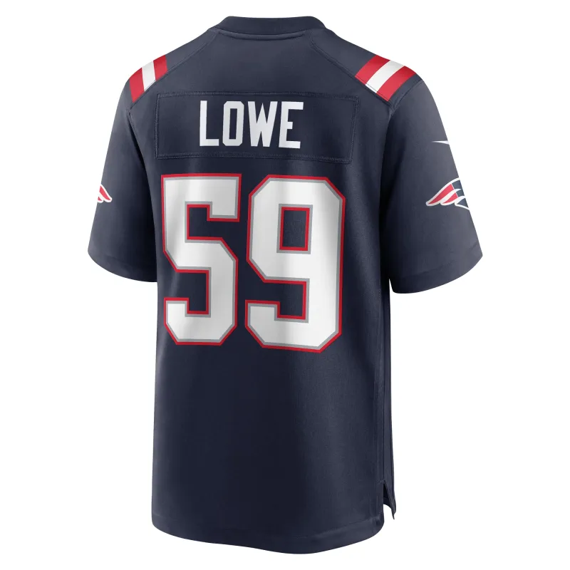 Men's New England Patriots Vederian Lowe  Navy Team Game Jersey