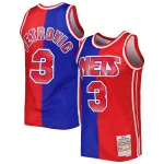Men's New Jersey Nets Drazen Petrovic Blue/Red Hardwood Classics 1992/93 Split Swingman Jersey